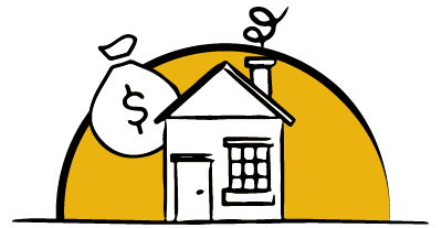 Homes with money floating in background